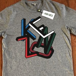 Kenzo Grey Letter Logo Men’s Tee